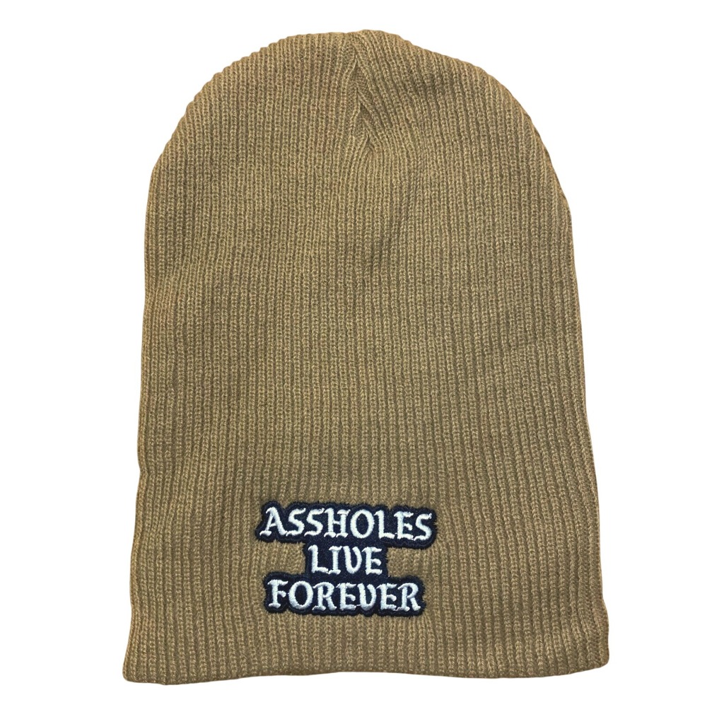 As$holes Live Forever beige Beanie Knit Hat Adult Unisex Brand New